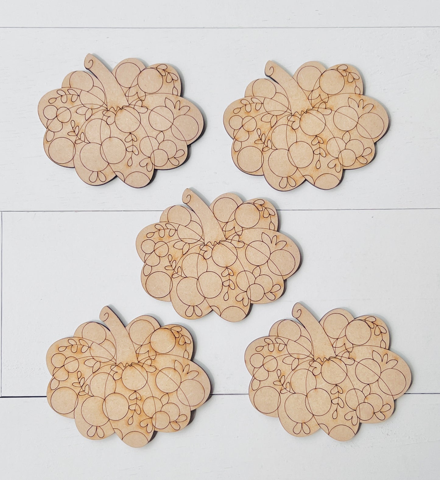 Mini Etched Floral Pumpkin Set of 5 DIY Kit