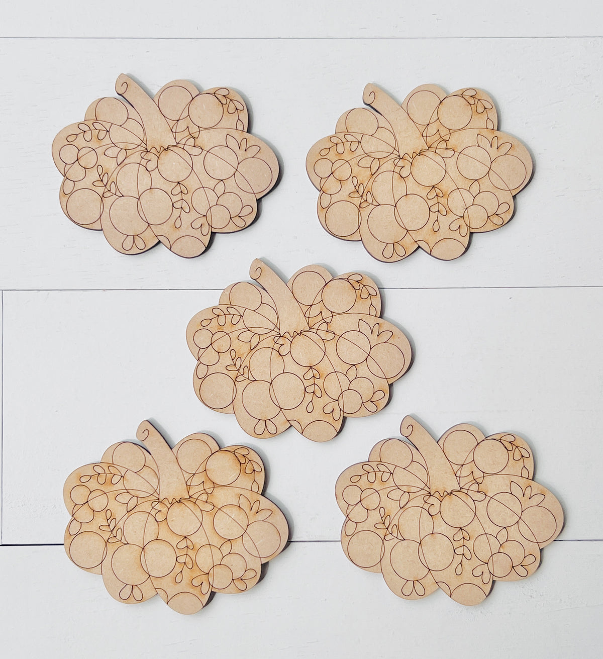 Mini Etched Floral Pumpkin Set of 5 DIY Kit - 101