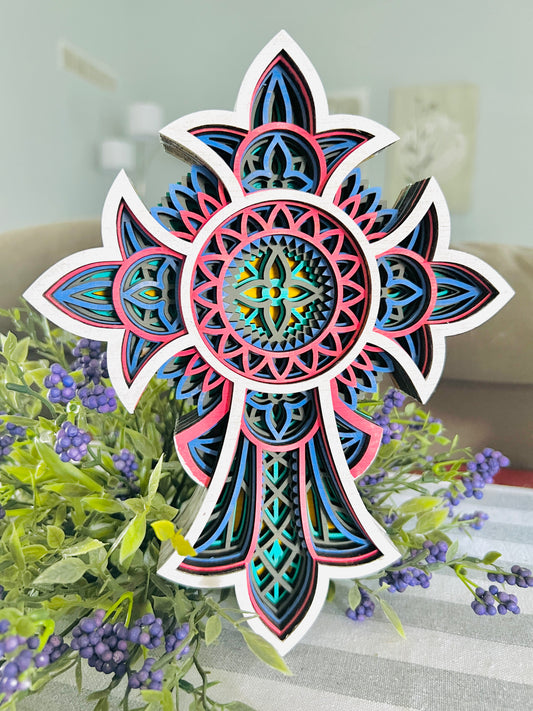 Layered Mandala Cross DIY KIT