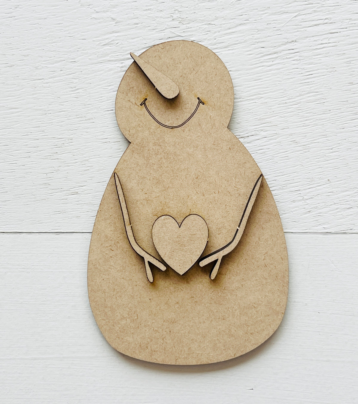 Snowman With Heart Blank - 5" tall
