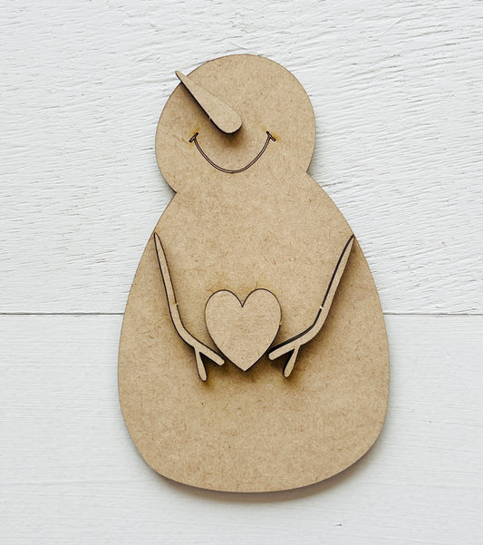 Snowman With Heart Blank - 5" tall