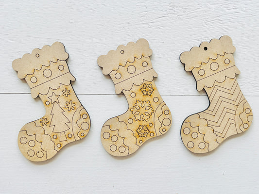 Christmas Stocking Ornaments — 4", set of 3