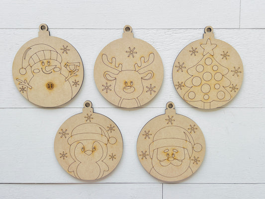 Holiday Faces Ornament Set - 4", set of 5