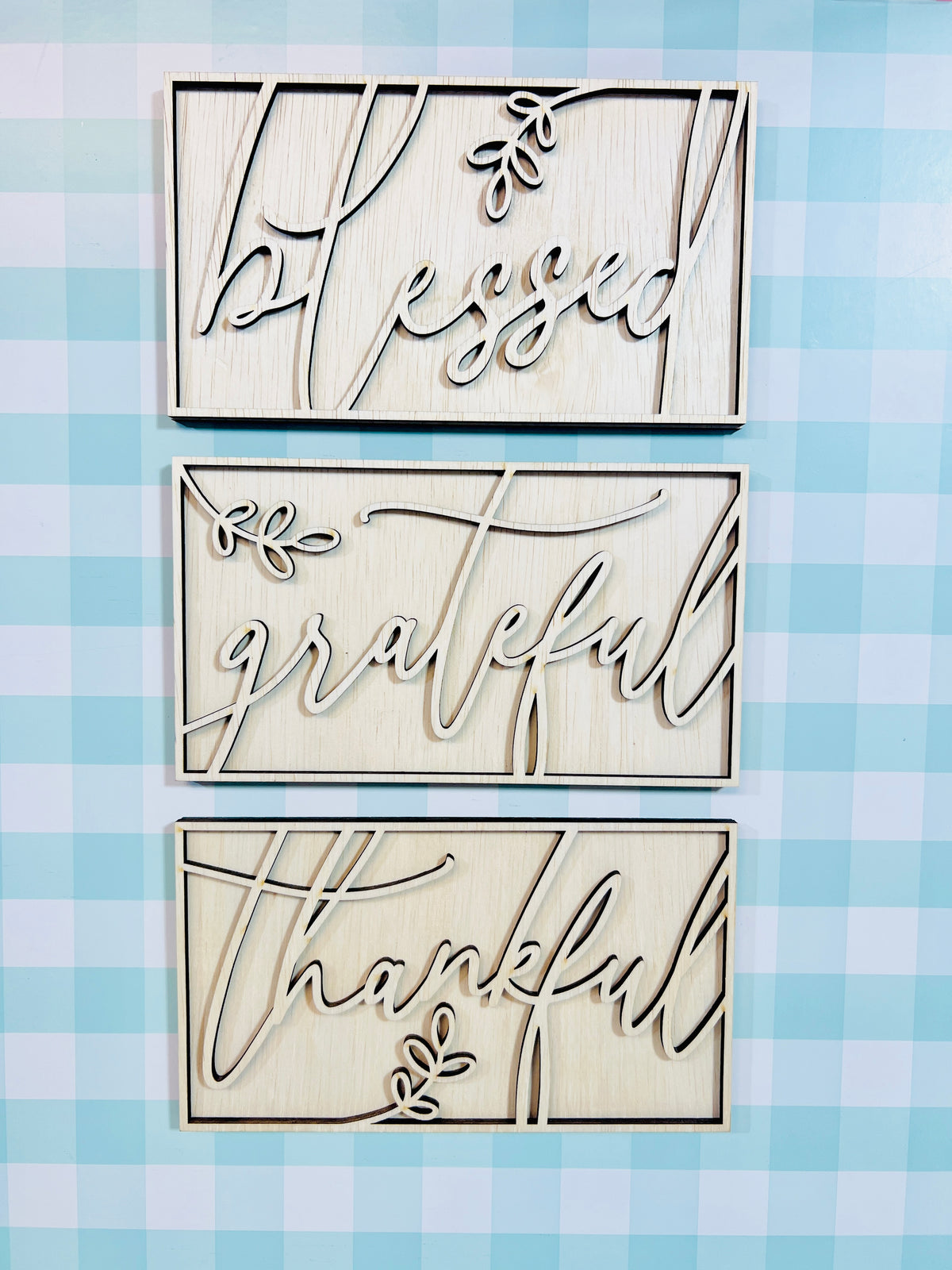 Thankful, Grateful, Blessed Sign Trio DIY KIT - 379
