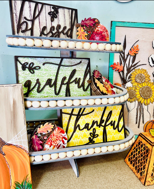 Thankful, Grateful, Blessed Sign Trio DIY KIT