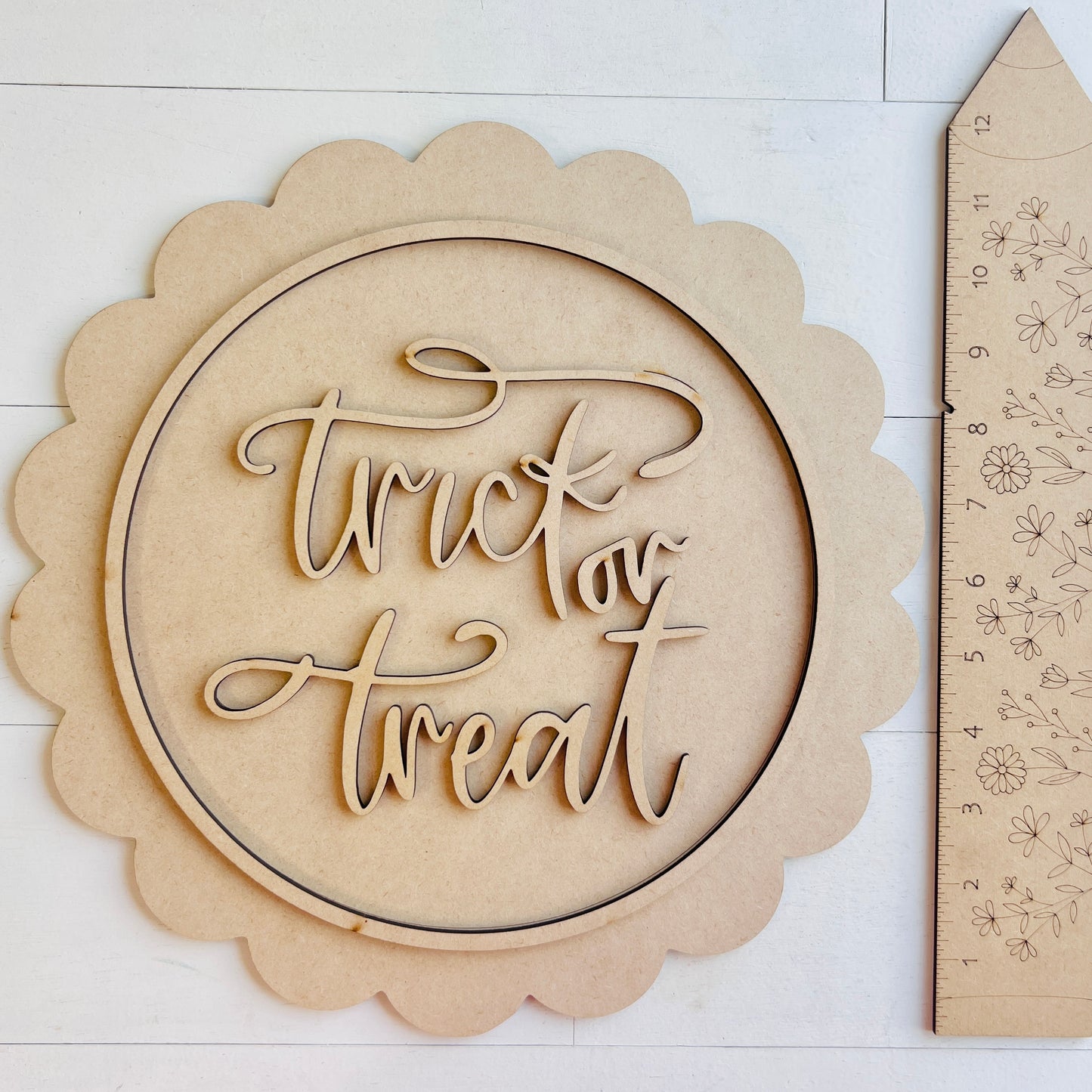 Trick or Treat Scalloped Round Blank