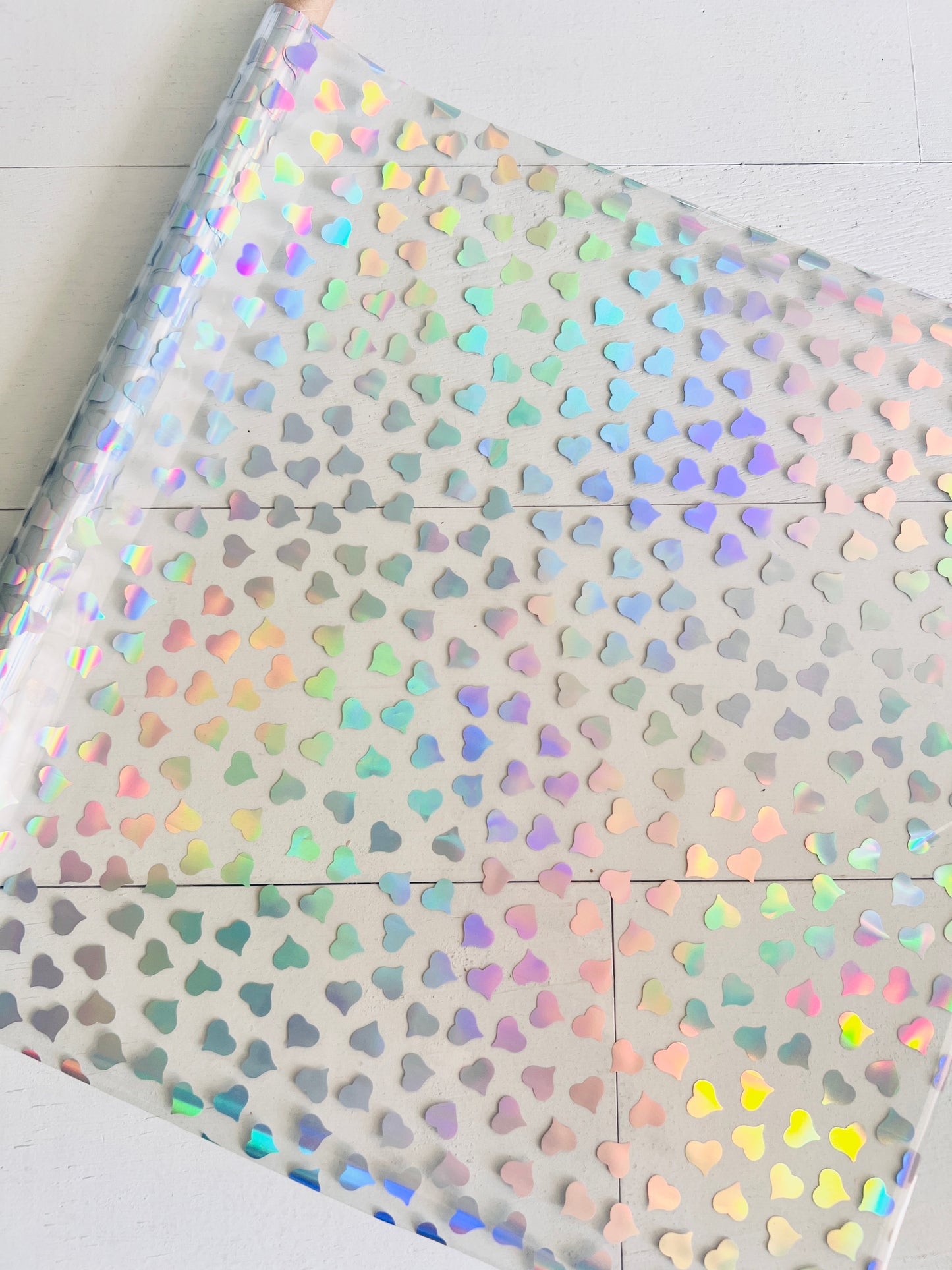 Paris Hearts Hologram Foil - Transparent