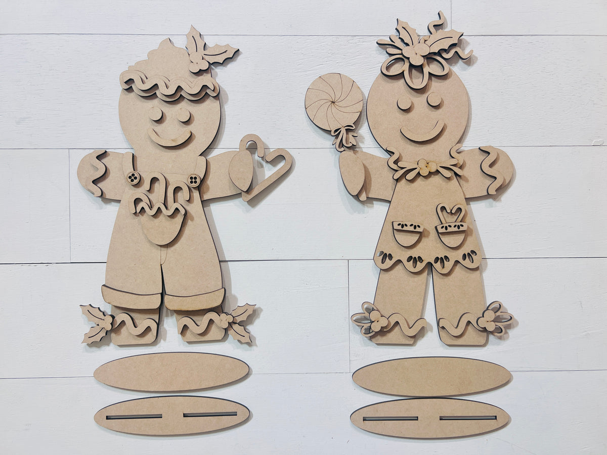 Standing Gingerbread Couple Wood Blanks - 204
