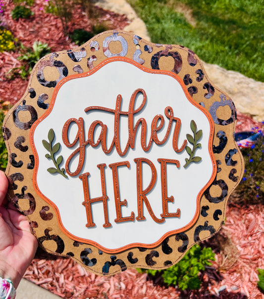 Gather Here Scalloped Round Blank