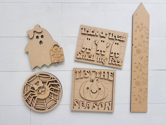 Trick or Treat Ghost/Spider Tiered Tray Set BLANK