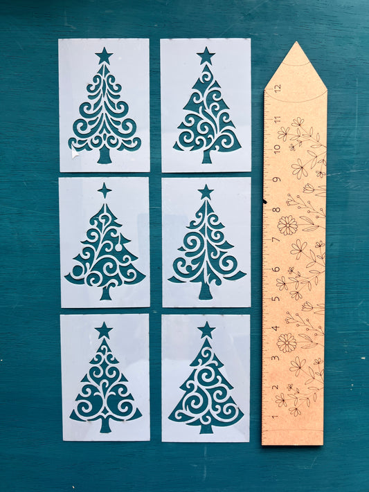 Ornate Christmas Tree Stencil Set