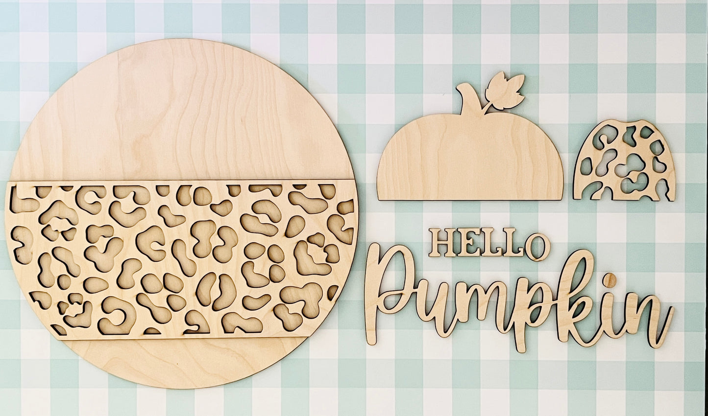 Hello Pumpkin Cheetah Print Door Hanger DIY KIT