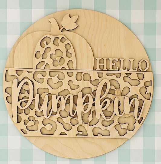 Hello Pumpkin Cheetah Print Door Hanger DIY KIT