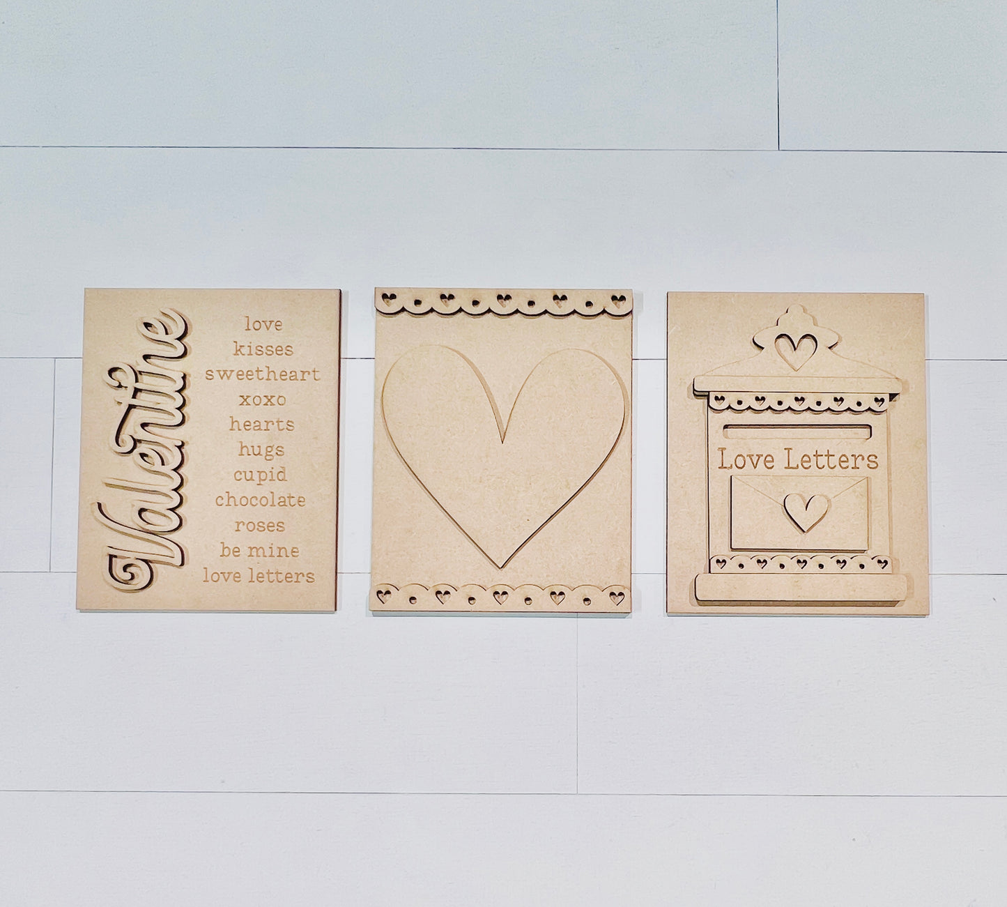 Valentine Letter Decor Sign Trio Blanks