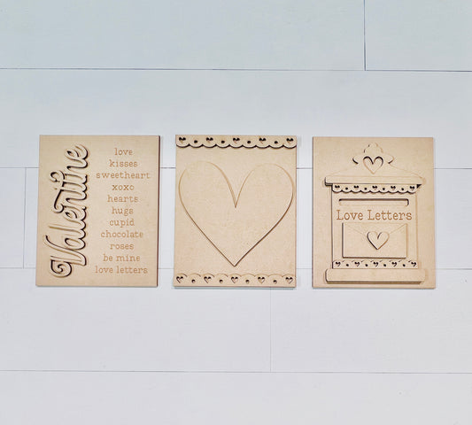 Valentine Letter Decor Sign Trio Blanks