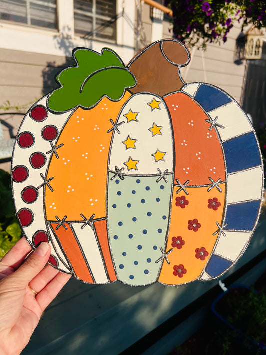 Patchwork Pumpkin Hanger
