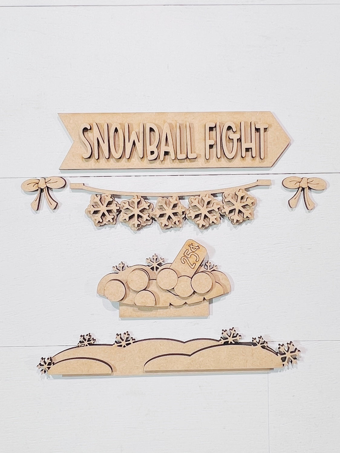 Snowball Fight Picket Fence Post Insert