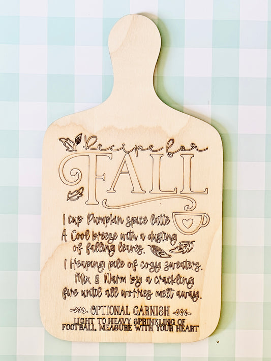 Recipe for Fall Cutting Board DIY KIT