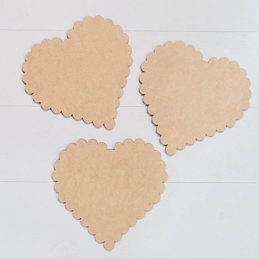 Scalloped Heart Cutouts - Set of 3 BLANK - 621