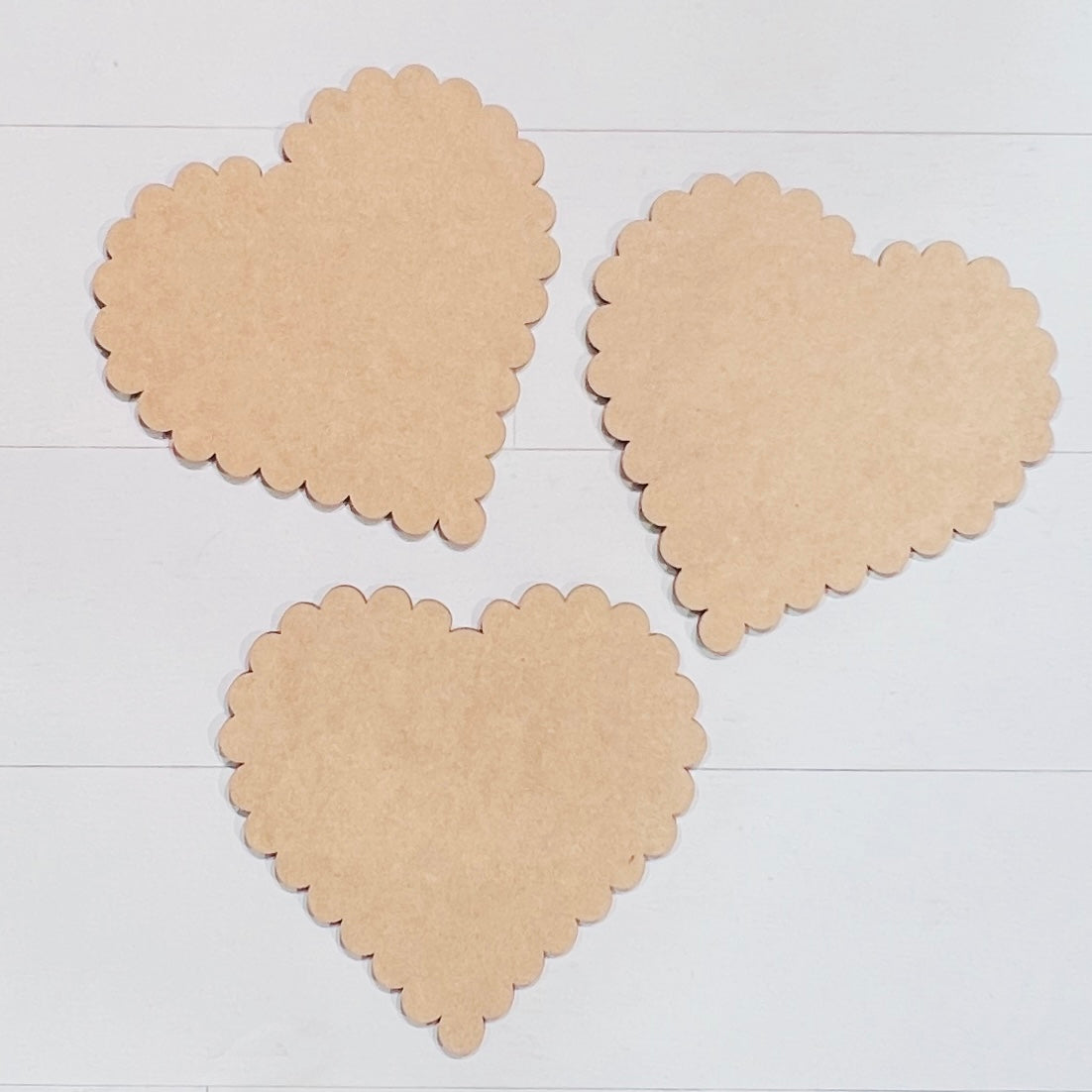 Scalloped Heart Cutouts - Set of 3 BLANK