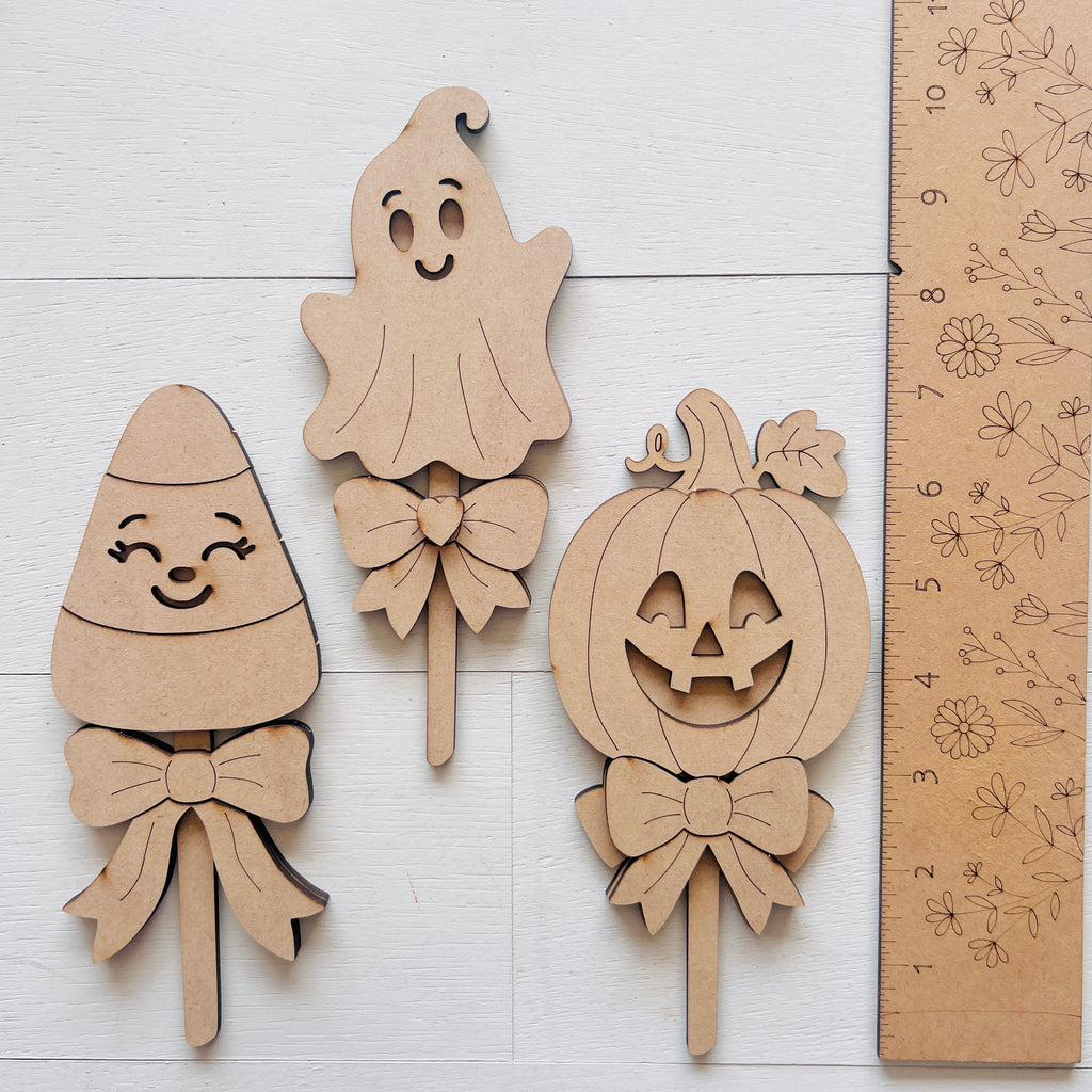 Halloween Lollipops: Candy Corn, Ghost & Pumpkin (Set of 3)