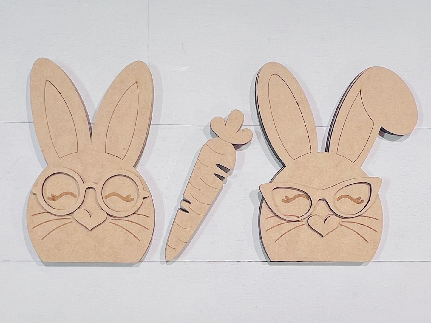 Bunny Couple with Carrot Shelf Sitter BLANKS