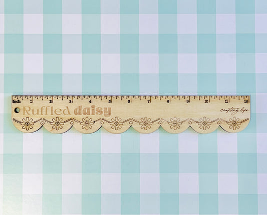 Ruffled Daisy Branded Wood Ruler