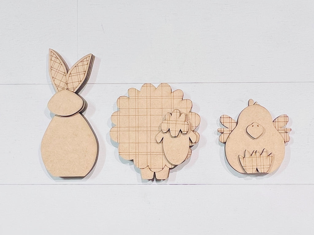 Plaid Easter Animal Trio DIY Blank