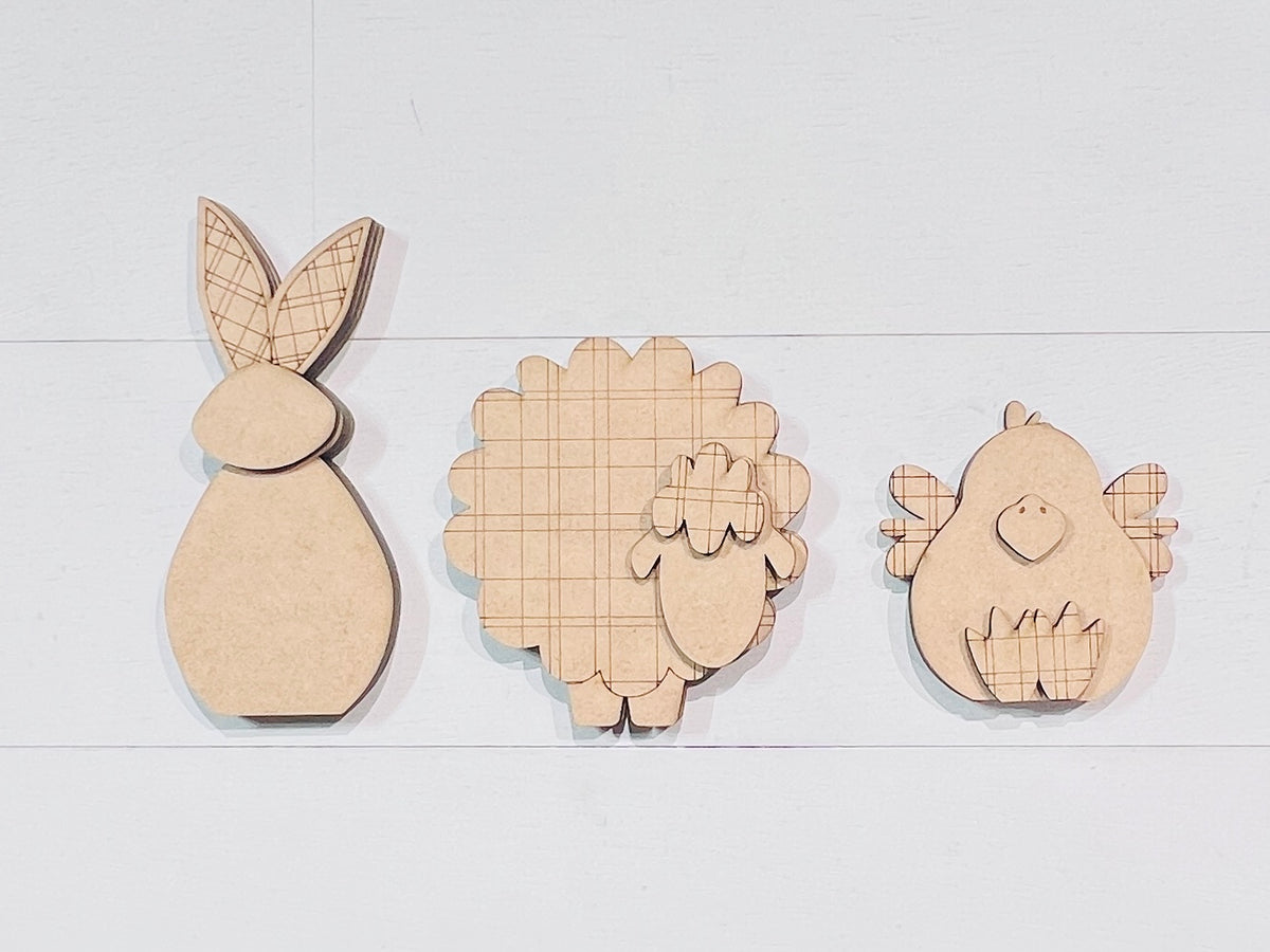Plaid Easter Animal Trio DIY Blank