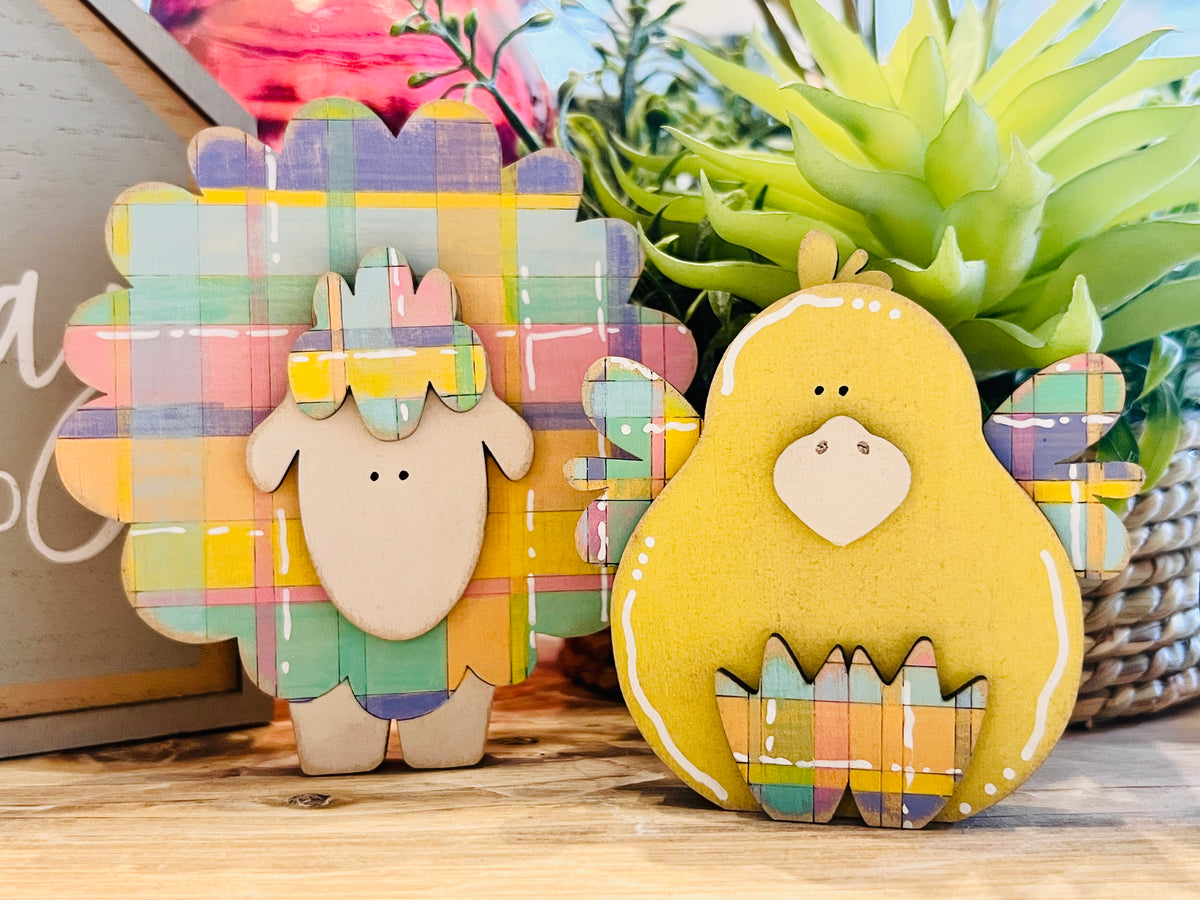 Plaid Easter Animal Trio DIY Blank