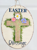 Easter Blessings Floral Cross Oval Door Hanger - 510