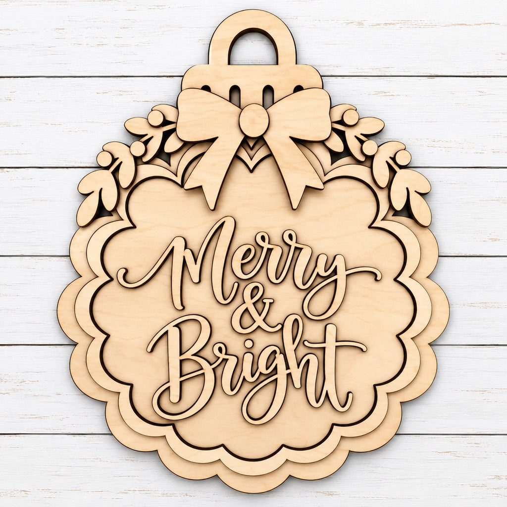 Merry & Bright Ornament Door Hanger