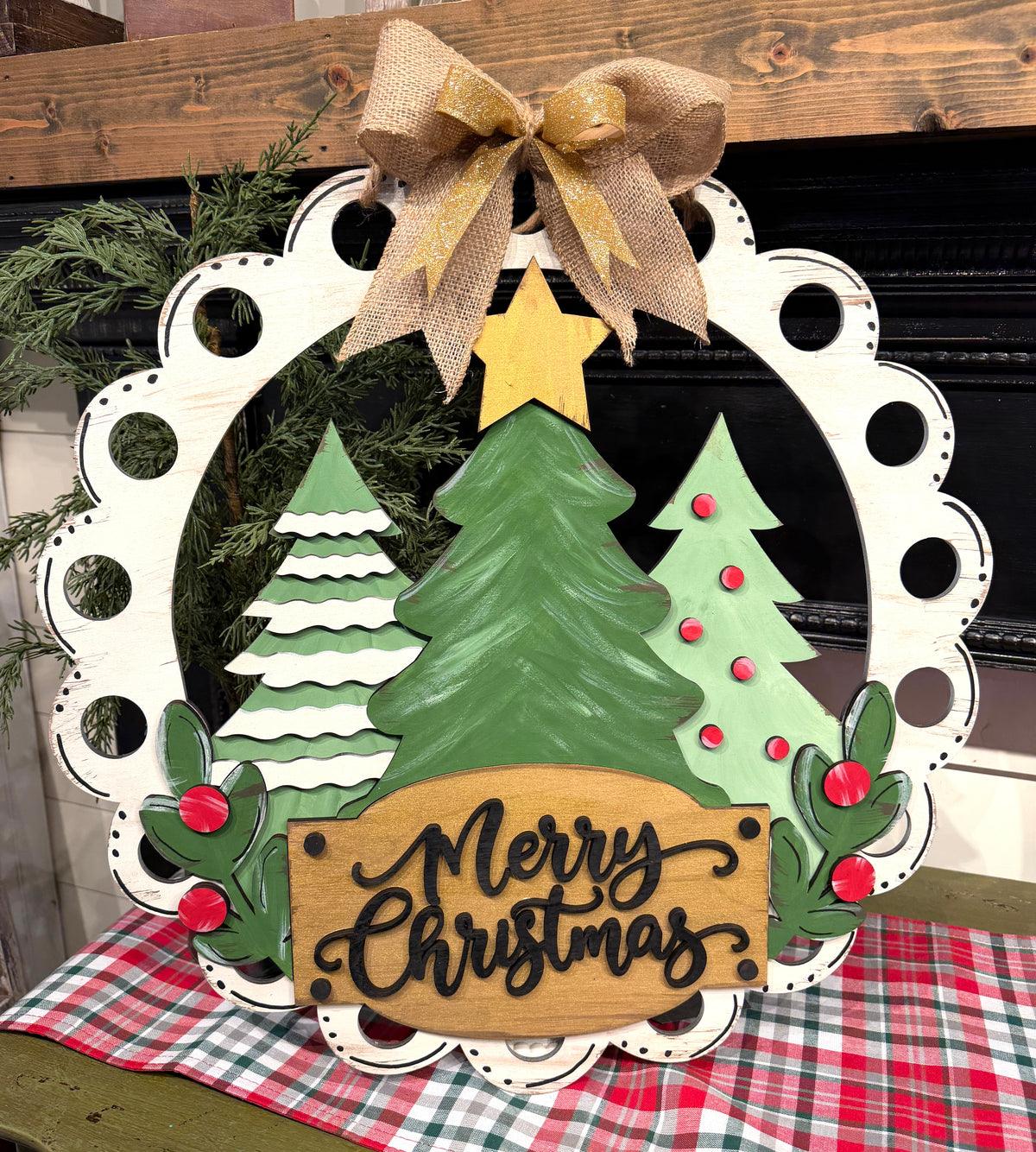 Merry Christmas Wreath Door Hanger