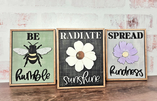 Bees + Blooms - Sign Trio DIY Blank