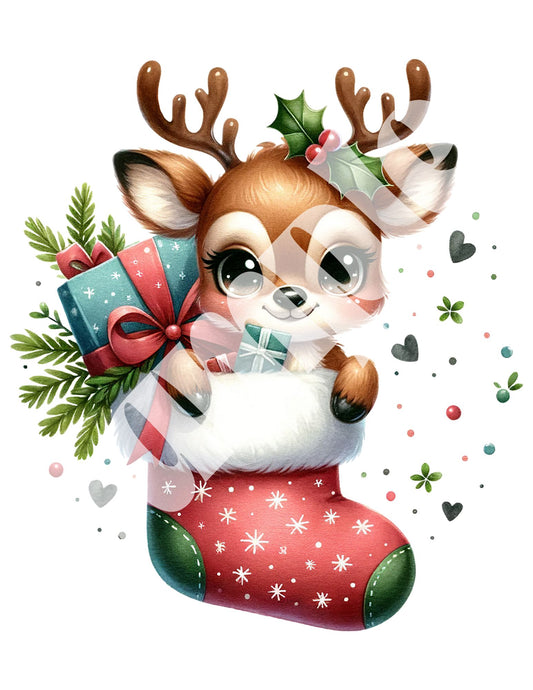 5x7 Stocking Reindeer Printable