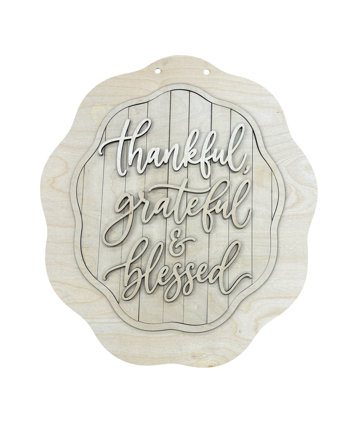 Thankful, Grateful & Blessed Scalloped Door Hanger