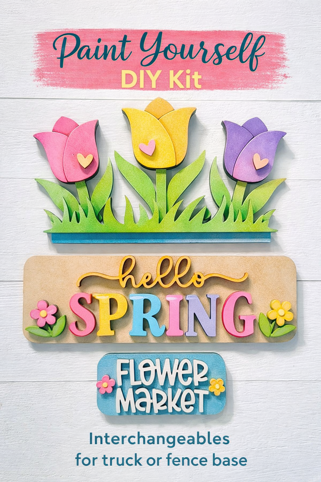 Hello Spring Tulip Truck/Fence Interchangeable Insert