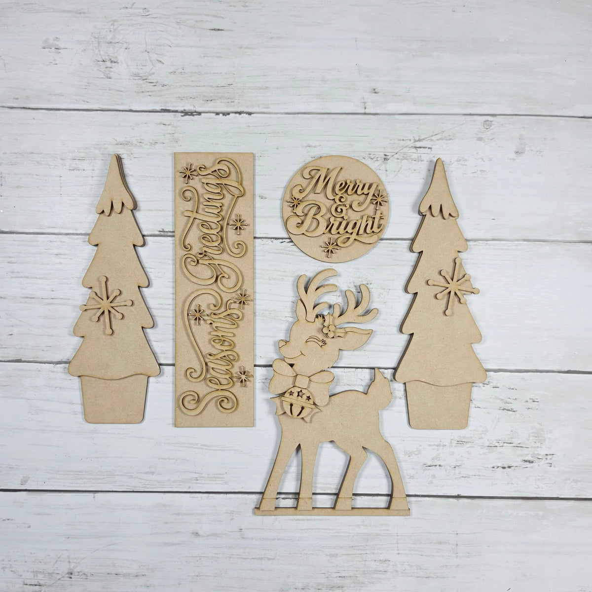 Retro Christmas Porch Door unfinished wood pieces
