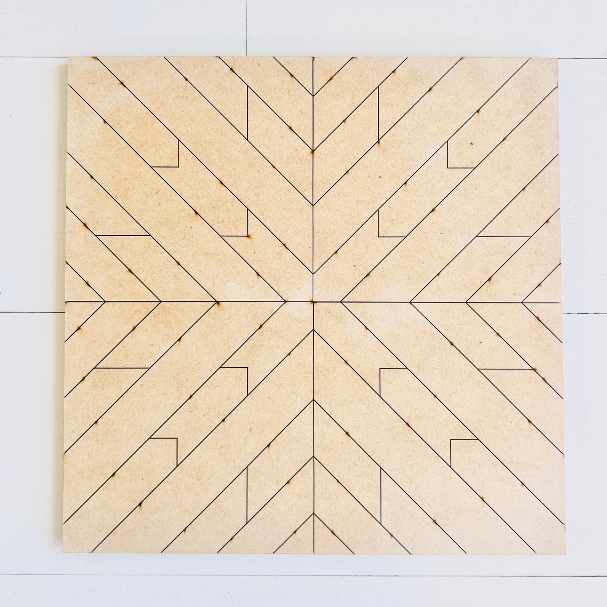 Sunburst unfinished wooden quilt block