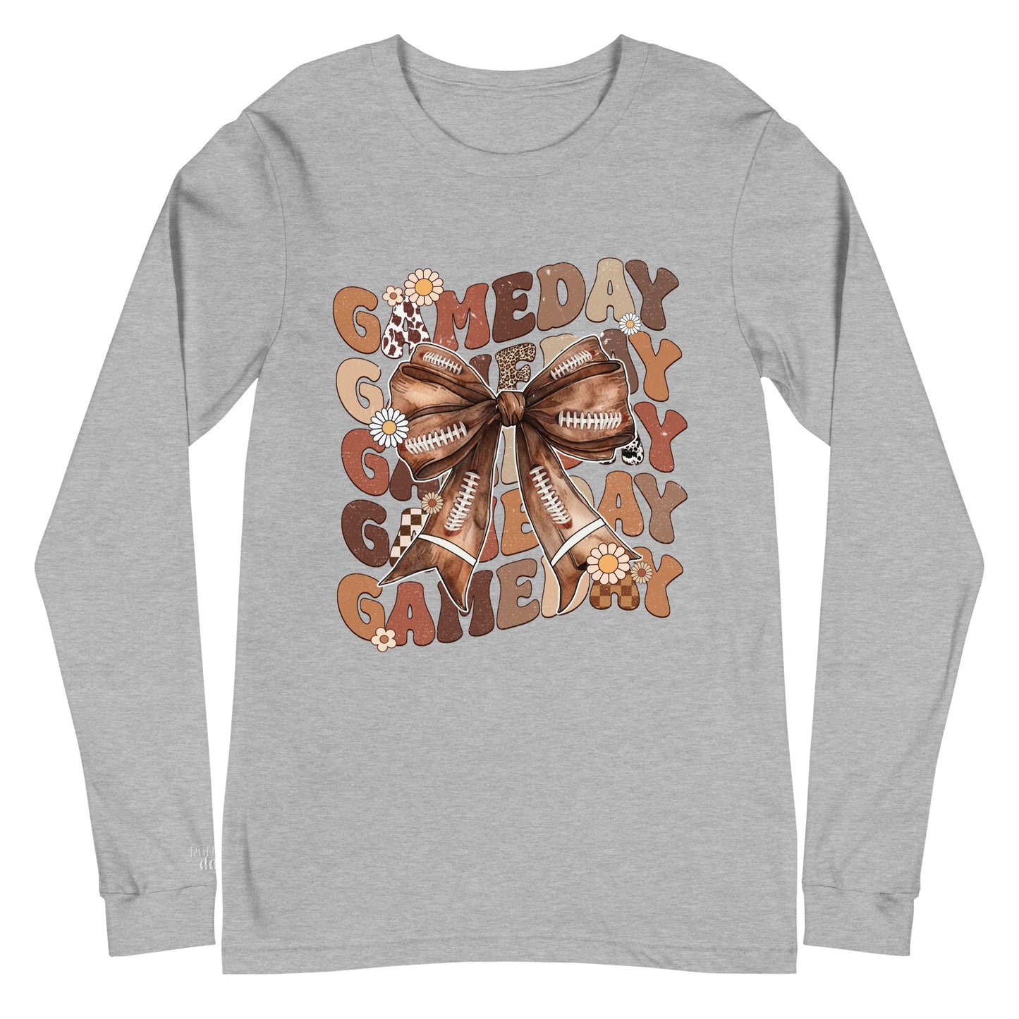 Game Day Retro Football Bow Branded Long Sleeve Shirt