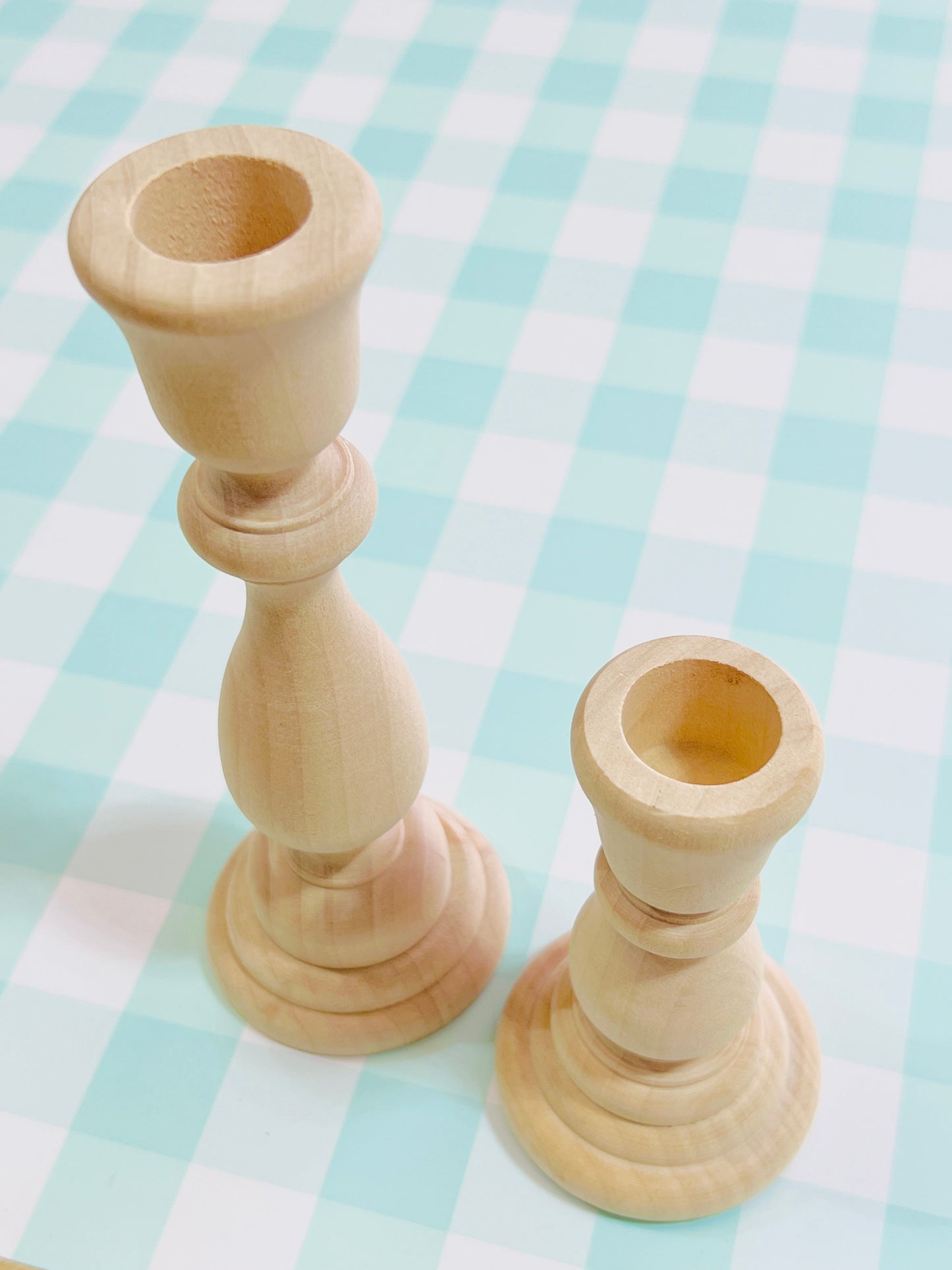 Wood Candlestick Holders for Tiered Trays