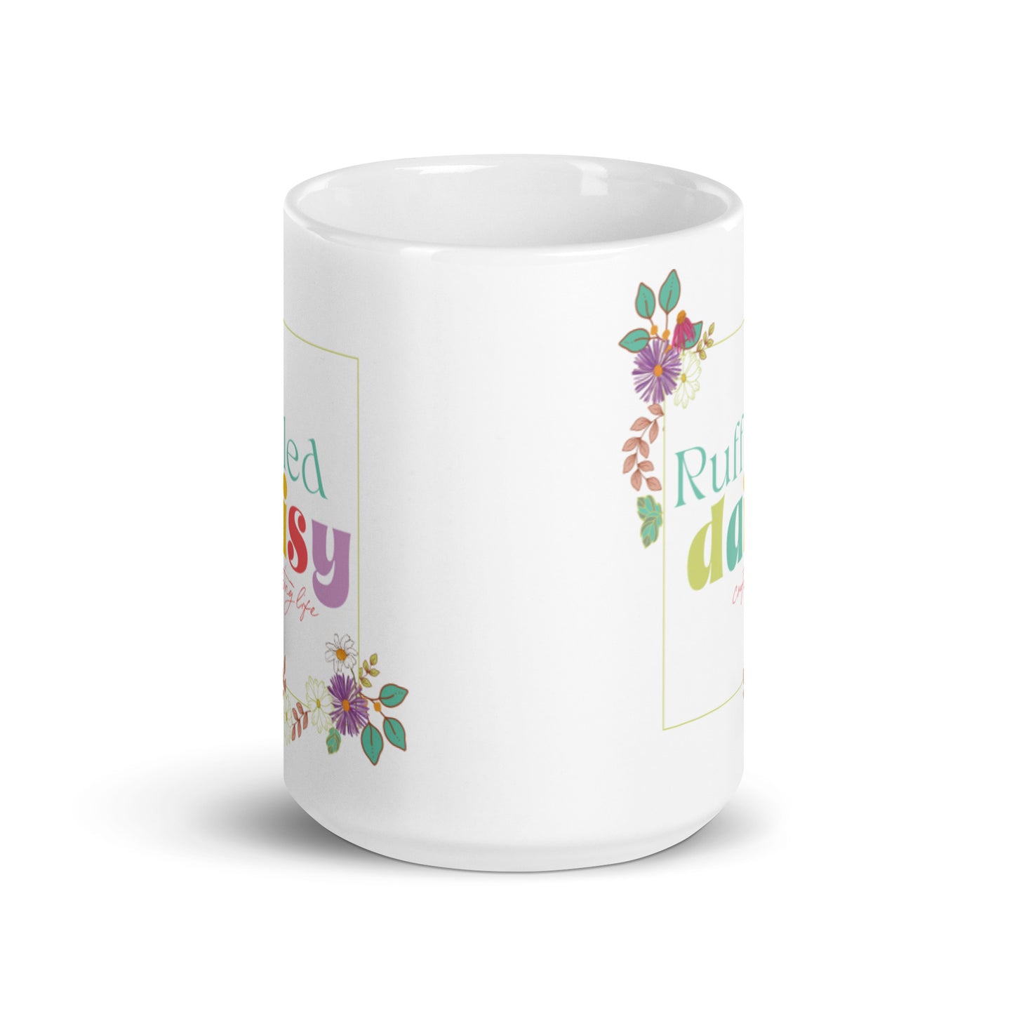 Ruffled Daisy White glossy mug